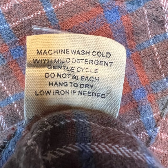 Love Notes Plaid Button Front Shirt Women’s Medium Brown Gray Blue – 100% Cotton - Picture 5 of 5